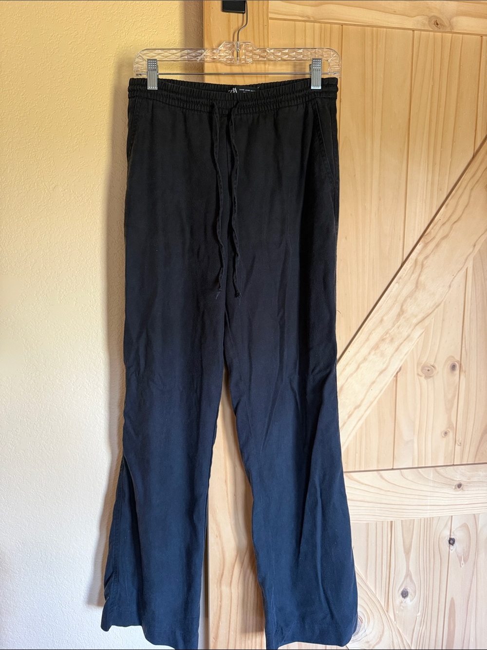 Zara Black Drawstring Linen Pants